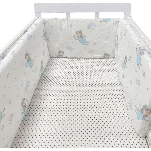 Print Baby Bed Bumper Double-faced Detachable Newborn Crib Around Cot Protector Kids Room Decor 200cm