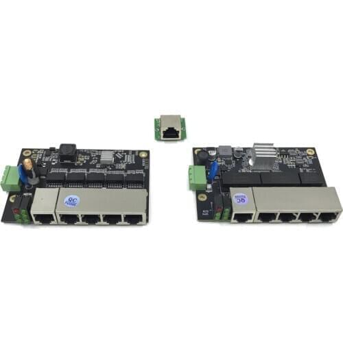 Industrial Ethernet Switch Module 5 Ports Unmanaged 100/1000mbps PCBA board OEM Auto-sensing Ports 9V~48V OEM Motherboard