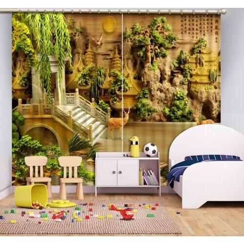 Luxury Blackout 3D Window Curtains For Living Room Bedroom Customized size relief curtain