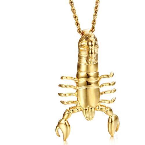 Christmas Gift Top Quality 316L Stainlss Steel Gold Strong Scorpion Biker Jewelry Mens Pendant Necklace Rope Chain For Free 24"