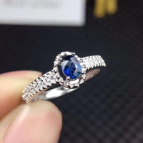 Sapphire ring 3*5mm natural dark blue sapphire from Chinese sapphire mine solid 925 silvr sapphire woman wedding ring