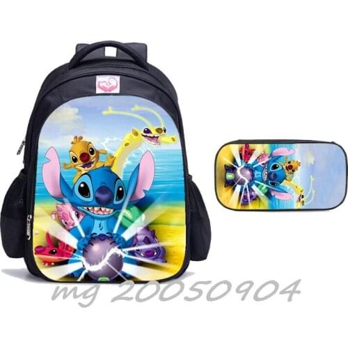 Stitch Backpack Women Men Teenager School Bag Disney Women Travel Rucksack Large Mochila Escolar 2 pcs set school