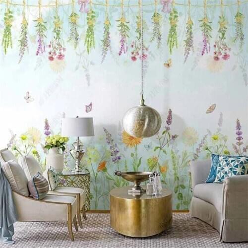 Nordic Pastoral Flowers Background Mural European Pastoral Floral Wallpapers for Living Room Bedroom Wall Papers Home Decor
