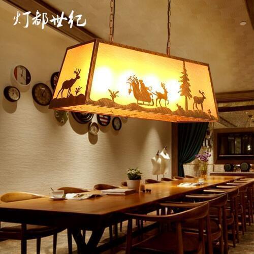 Mediterranean atmosphere wrought iron glass retro Christmas tree old deer pendant light bedroom restaurant bar lamp