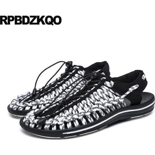 Woven Sport Shoes Men Green Mens Sandals 2018 Summer Outdoor White Nice Sneakers Closed Toe Strap Red Runway Elastic Breathable