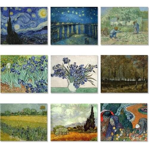 Van Gogh Starry Night Canvas Painting Wall Art Deco Painting Irises Print for Living Room Starry Night Over The Rhone Sunflower