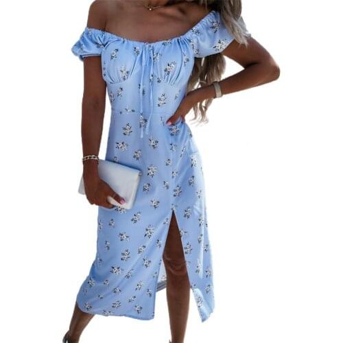 Women Dress Split Dress Printing Elastic Neckline Printing Sexy Women Floral Printing dresses for women 2021 платье женское