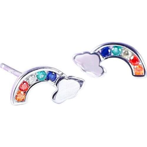 1 Pair Hypoallergenic Colorful Rainbow Clouds Stud Earrings For Women Girls Kids Fashion Jewelry Lightweight