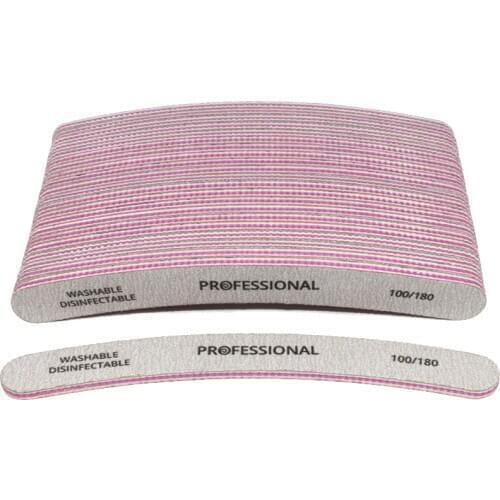 100pcs Curved Nail Files Buffer 100/180 Grey Sanding File Block Banana limas Manicure UV Gel Polish Polisher Nail Art Tools