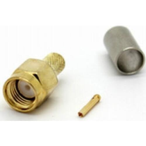 20pcs Gold plated RP SMA male plug jack crimp for RG58 RG142 LMR195 RF straight connector