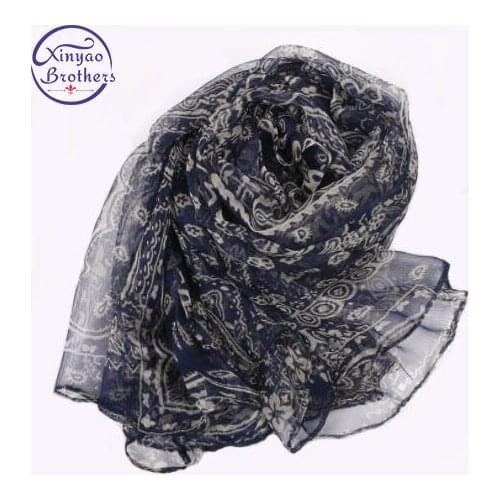 2019 New Flower Printing Silk Scarf Long Female Scarves Printed 100x173cm Spring Autumn Fashion Accessories Women Silk Scarves