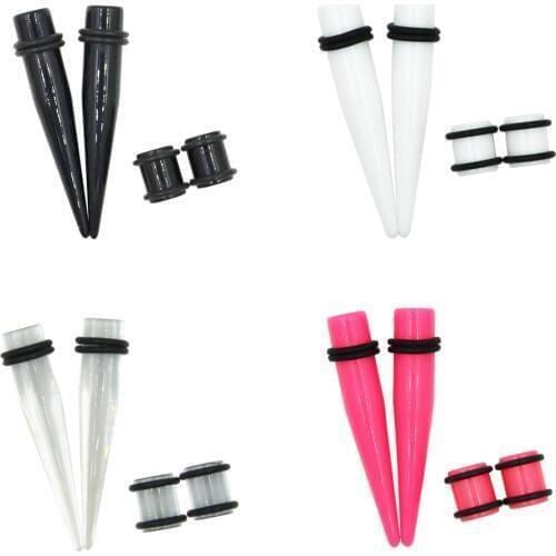 4Pcs Acrylic Ear Guage Expander Stretcher Taper with Plug Tunnel Piercing Body Jewelry