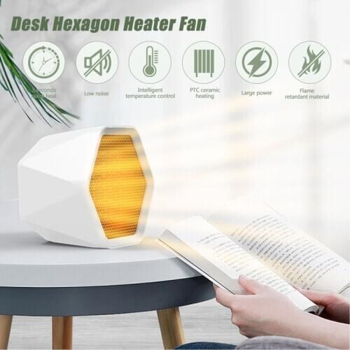 600/1000W Mini Electric Heater Temperature Control Hexagonal Desktop Heating Warmer Air Fan Home Office