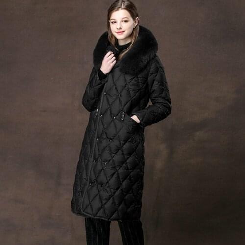 90% white duck jacket, down jacket with fox fur collar, winter coat, womens warm Park casacos xmxd8758