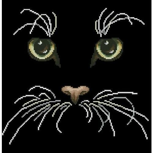 FREE Shipping Top Quality popular counted cross stitch kit black cat kitty head 14CT