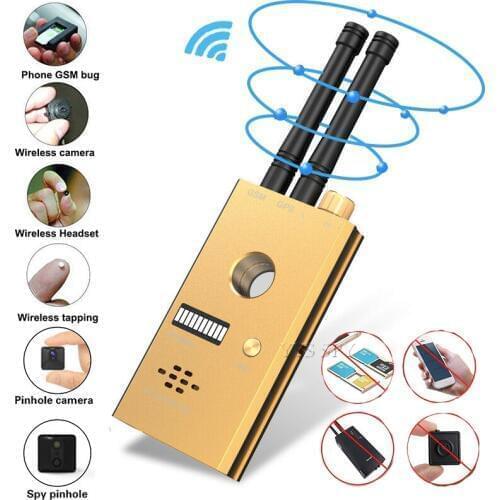 Bug Detector RF Anti-Spy Wireless Signal Hidden Camera Pinhole Laser Lens GSM GPS Tracker Device Finder Portable Alarm Scanner