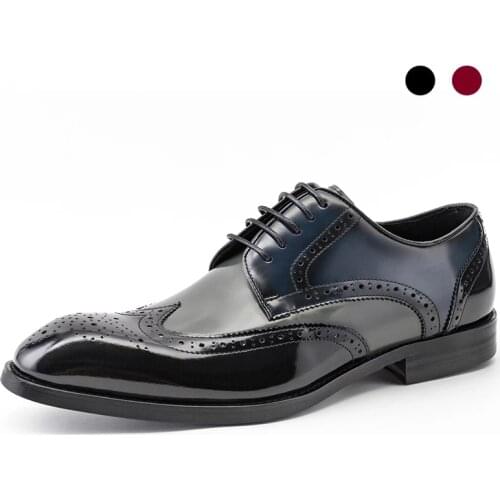 Derby Brogue Bridegroom Dress Formal Office Best Men Shoes Black Genuine Leather Original Designer Shoes Business