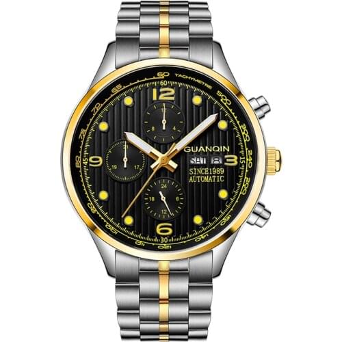 Mens Watch for Men Watches Stainless Steel Strap Waterproof Calendar 24 Hours Display Luminous Mechanical Automatic Wristwatches