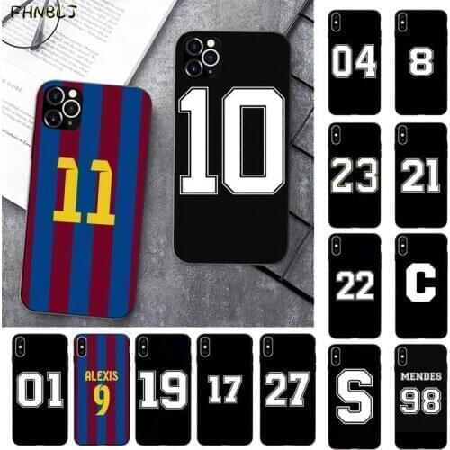 FHNBLJ Football Lucky number And letter TPU black Phone Case Cover For iphone 12 11 pro max XS MAX 8 7 6 6S Plus X 5S SE 2020 XR