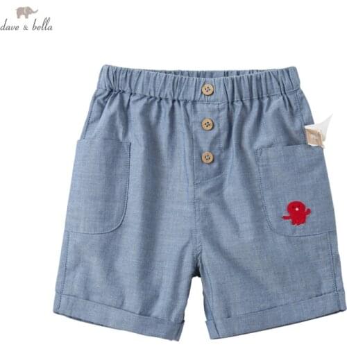 DBW17389 dave bella summer baby boys fashion cartoon pockets pants children kneel length kids pants infant toddler trousers