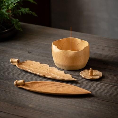 Thread incense holder household Zen Japanese bamboo lotus incense holder incense table lying incense holder incense burner