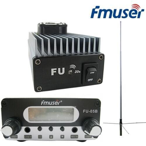 FMUSER FU-30A 30W Professional FM Power Amplifier Set For FM Transmitter Broadcast+FU-05B 0.5W FM Exciter+1/2 Wave GP200 Antenna