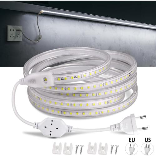 220V Neon Light Strip Flexible Outdoor Christmas Holiday Fairy LED Strip Rope Tube SMD 2835 120LEDs/M Strip Lamp With EU Power