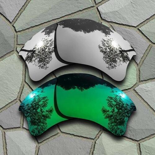 Chrome&Jade Green Sunglasses Polarized Replacement Lenses for Oakley Flak Jacket XLJ