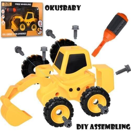 DIY Assembling Engineer Toy Car Vehicle Building Blocks Children Educational Truck Models Excavator Inertia Toy Car Gift Set