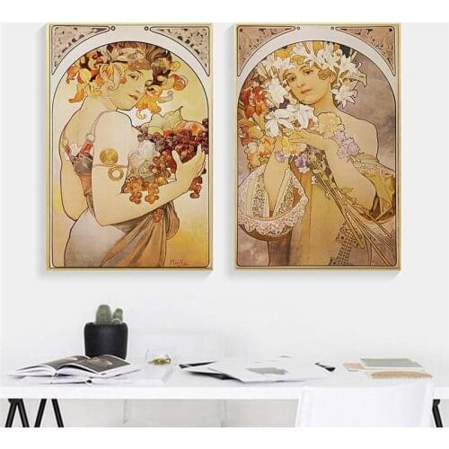 Alphonse Mucha Elegant Woman Canvas Paintings on The Wall Art Posters and Prints Art Canvas Pictures Cuadros for Living Room