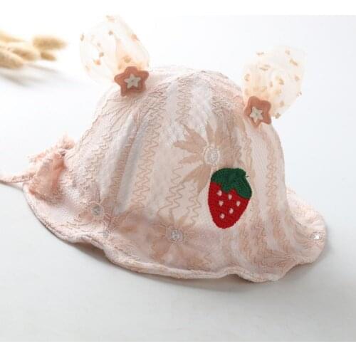 Good-looking Bucket Hat Embroidery Pattern Sun Protection Lace Baby Bucket Hat for Infant Accessories
