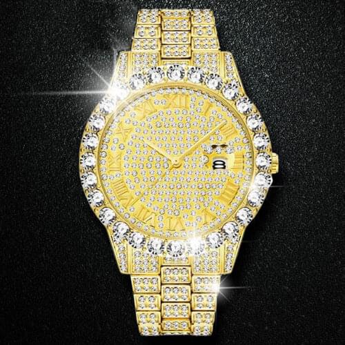 Iced out watch TACTO Watch Men Top Brand Luxury Military Army Diamond Sports Wrist Watch Gold Diver Quartz Wristwatch