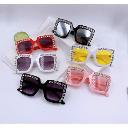 2021 Summer Lovely Fashion Kids Girls Sunglasses New 6 Colors Simple With Diamond Outdoor Glasses Outfits 3-8Y