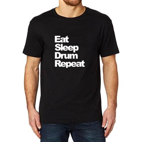 Lyprerazy Mens Eat Sleep Drum Repeat Funny Printed T-Shirt