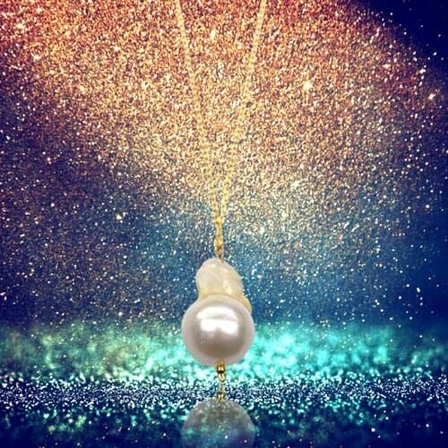 MADALENA SARARA AAAA 12-13mm Baroque Pearl White Freshwater Pearl Necklace With S925 Sterling Silver Chain 20"