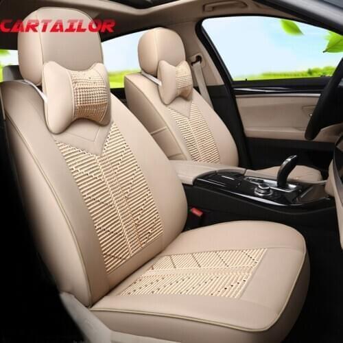 CARTAILOR PU Leather Seat Cover Set for Chrysler Grand Voyager Car Seat Covers Cars Interior Accessories Auto Cushion Supports