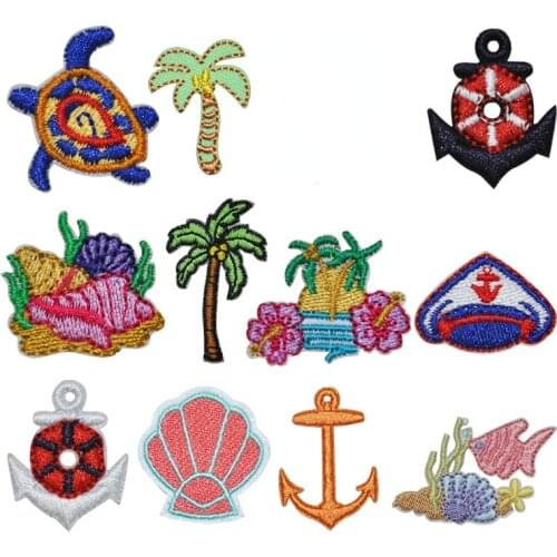 New Ocean Tree Tortoise Shell Ship Anchor Patches Embroidered Iron-on Appliqued Kids Apparel Bags Shoes Stickers DIY Patchwork