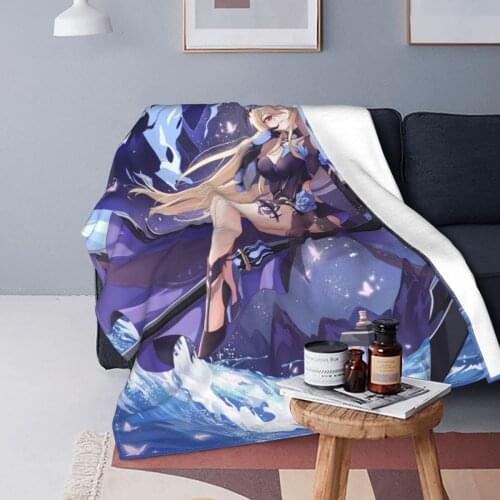 Honkai Impact 3 Blanket Velvet Print Anime Sci-fi Action Breathable Soft Throw Blanket for Sofa Bedroom Rug Piece