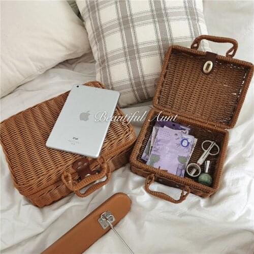 Rattan Suitcase Simple Room Sundries Container Picnic Box Shooting Props