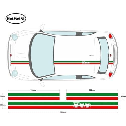 HotMeiNi Car-styling Italian Flag Roof Stripe Set Car Decal Graphic Bonnet Boot Car Sticker for Fiat 500