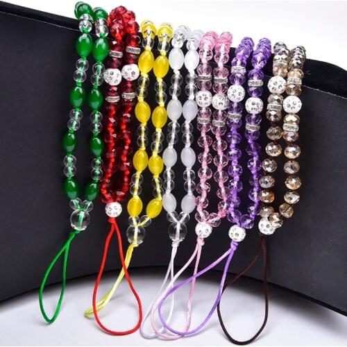 Universal Crystal Neck Necklace Strap Mobile Phone Lanyard Rhinestone Beads ID Name Card U Disk Key Chain Hang Rope