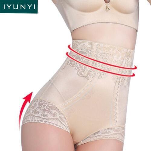IYUNYI Women Slimming Underwear High Waist Trainer Shapewear Briefs Thin Abdomen Hip Lifter Lace Lingerie Women Control Panties