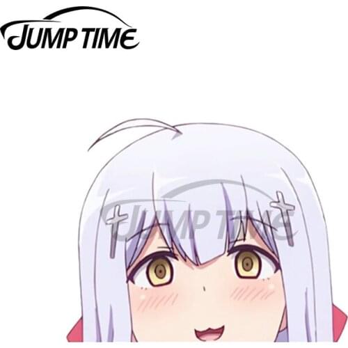 Jump Time 13 x 9cm For Angel Waifu Peeker Car Stickers Vinyl Material Decal Trunk Scratch-proof Sticker Personality Decor