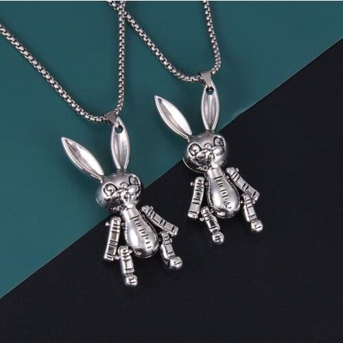 WANGAIYAO new hip-hop movable large rabbit stainless steel necklace cute animal trend modeling men and women alloy pendant holid