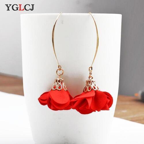 YGLCJ 2020 Elegant Lady Bohemian Flower Sweetheart Petals Earrings Charming Female Accessories Gifts