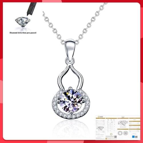 1 Carat Real Moissanite Pendant Necklace For Women Top Quality 100% 925 Sterling Silver Wedding Party Bridal Fine Jewelry