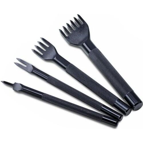 1PC Leather Craft Tools DIY Diamond Lacing Stitching Chisel Set Leather Craft Tooth Punching Tool Kit 4mm 1 2 4 6 Prong Tools