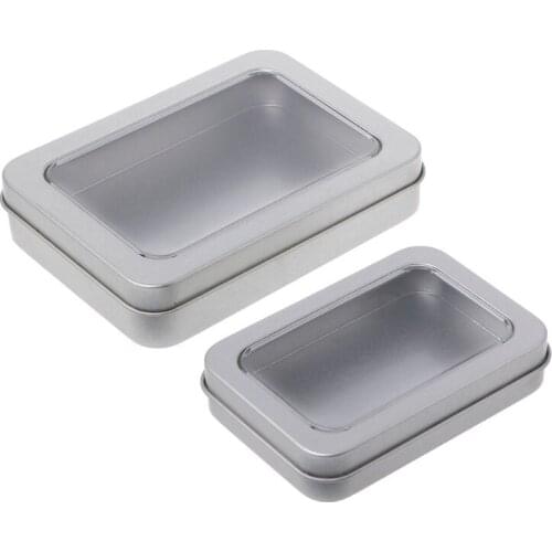 1 Pc Clear Window Top Metal Tin Can Box Silver Blank Storage Case Crafts Survival Kit Holder Box