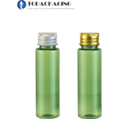 100PCS*30ML Screw Cap Bottle Green Plastic Lotion Cosmetic Cotainer Empty Makeup Shampoo Essential Oil Refillable Aluminum Tops