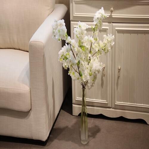 100cm Fake Cherry Blossom Tree 3 Fork Cherry Branch Artificial Flower Silk Wedding Background Wall Decoration Flowers